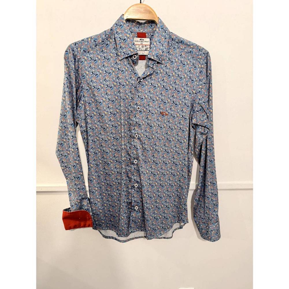 NEW DARIO BELTRAN men's tornera long sleeve top in grey multi